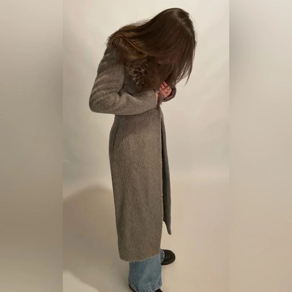 Vintage Alpaca Wool Grey Winter Coat - Picture 5 of 6